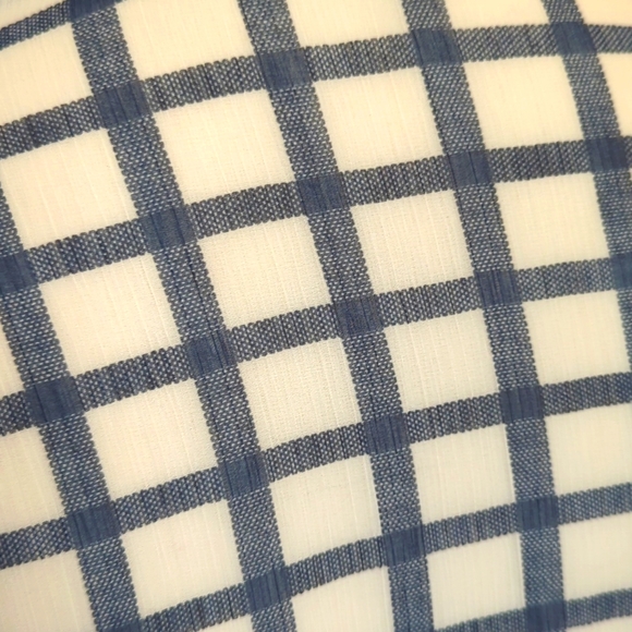 EUC BB Dakota Sheer Blue & White Plaid Button Down Top - Size: M - Picture 9 of 11